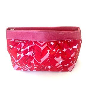 CLINIQUE Makeup Bag Women
Nylon Cosmetic Travel
Case Zip Pouch Dome, Pink/Red